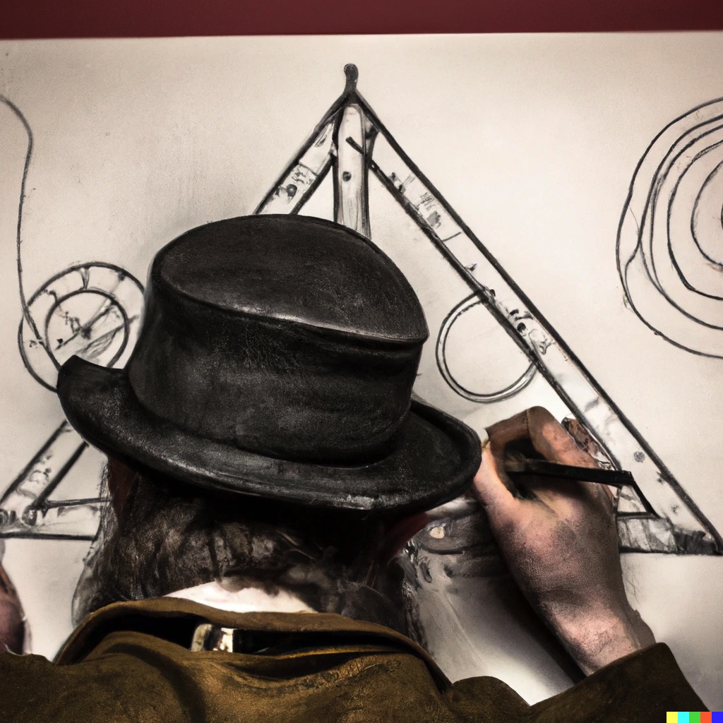 a painter drawing a triangle