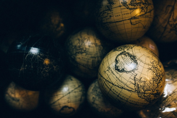 A collection of globes and spheres